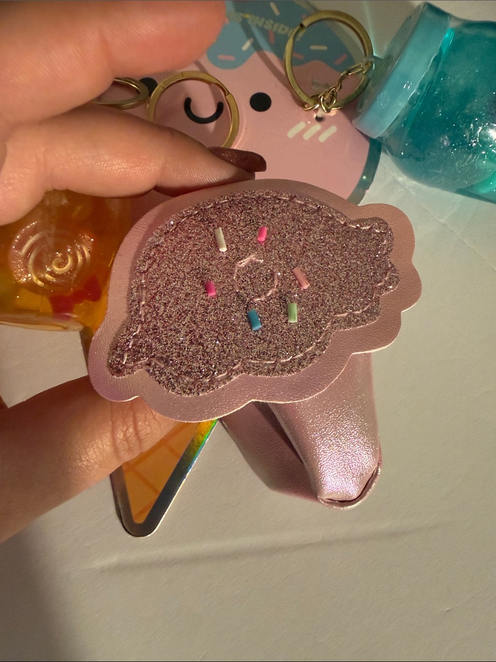 Kids Pink Glitter Ice Cream Keychain slime  Set - 3 Pack - Picture 3 of 5